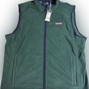 Vineyard Vines Dark Green Vest with Navy Trim XXL- New with tags!